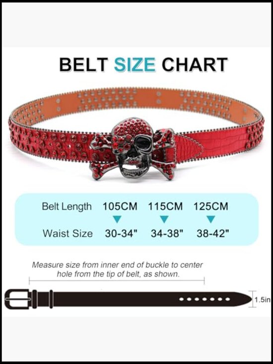 Rhinestone Skull Belt Studded Punk Western Cowgirl Eco-friendly Leather main image 7